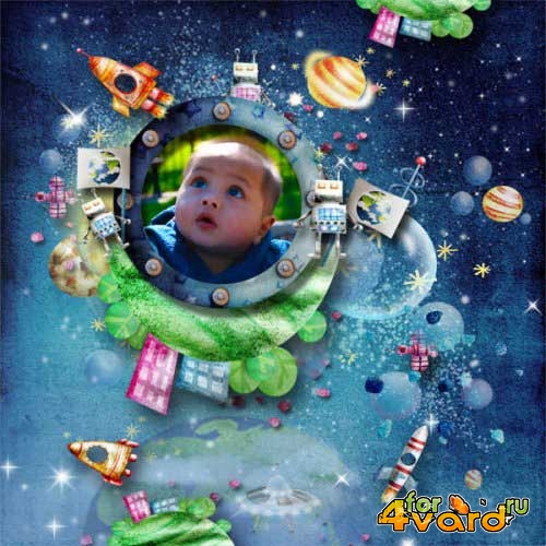 Космический детский скрап-комплект - Космические приключения 