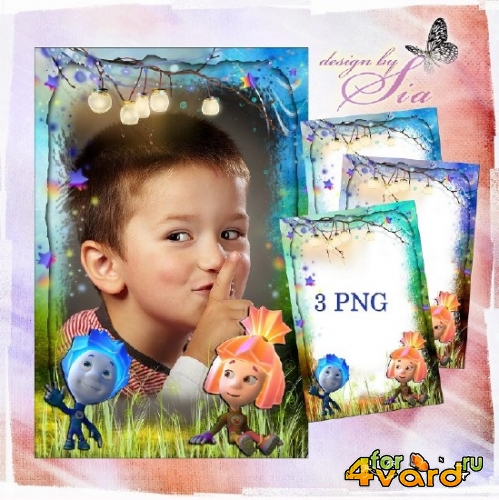  Детская рамочка для фотошопа - Фиксики: Нолик и Симка