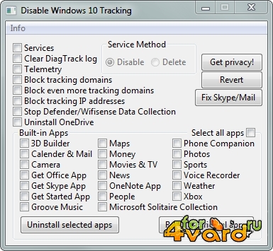 Disable Windows 10 Tracking 2.4.4 Portable
